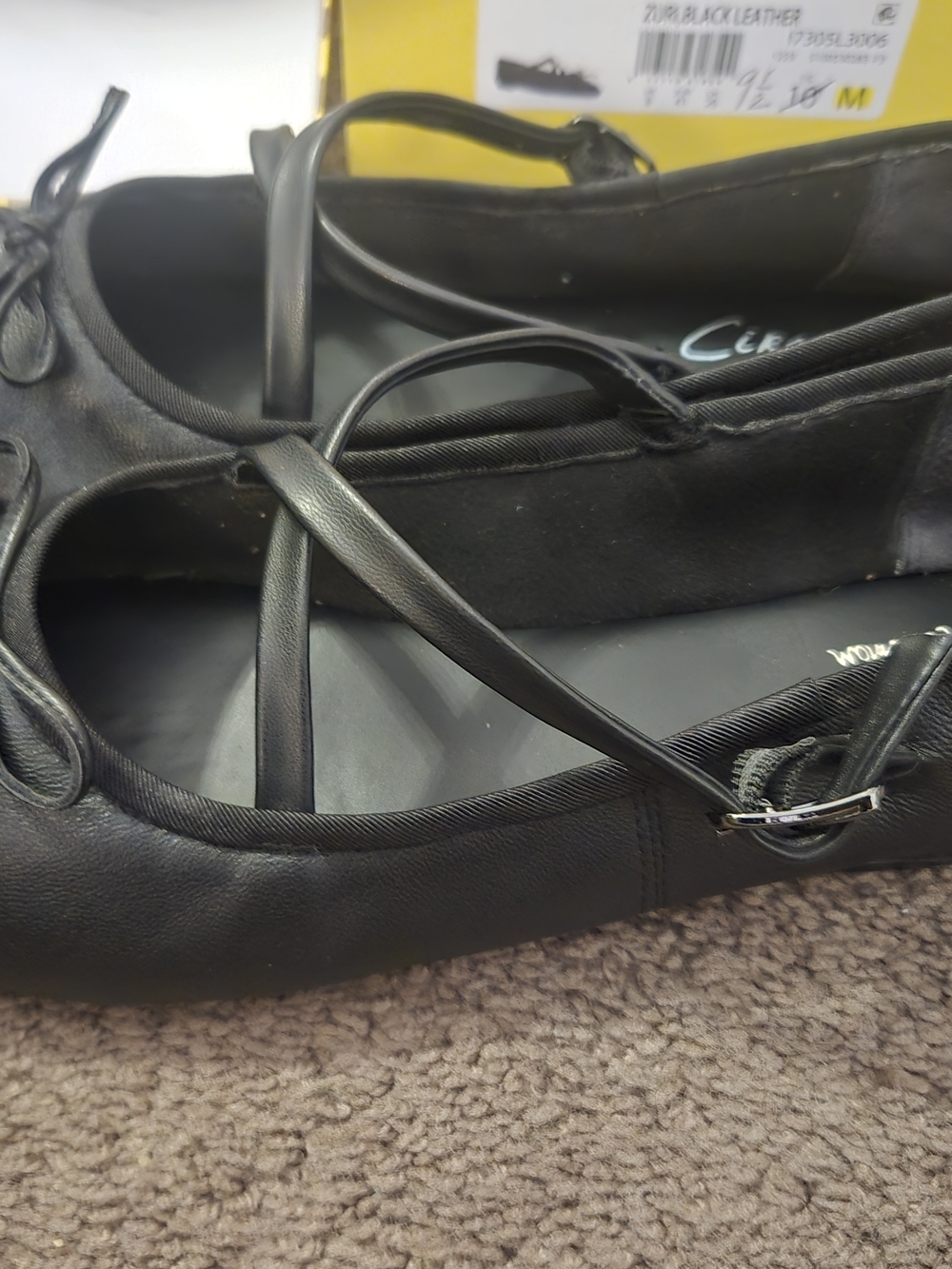 Circus by Sam Edelman Black Leather Ballet Flats with Crisscross Strap - Picture 2 of 5